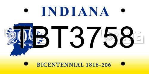 TBT3758 Indiana License Plate