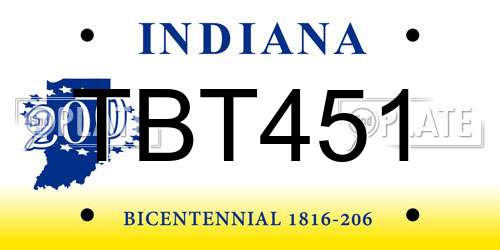 TBT451 Indiana License Plate