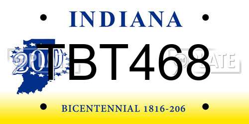 TBT468 Indiana License Plate