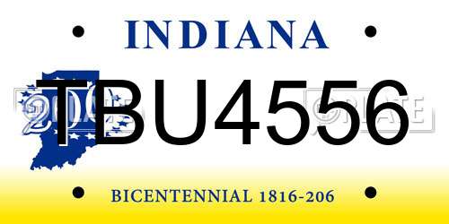 TBU4556 Indiana License Plate