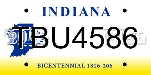 TBU4586 Indiana License Plate