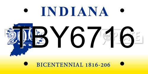 TBY6716 Indiana License Plate