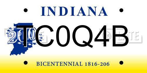 TC0Q4B Indiana License Plate