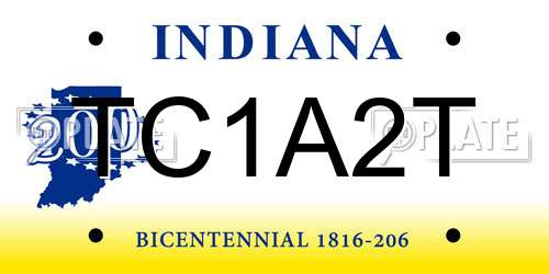 TC1A2T Indiana License Plate