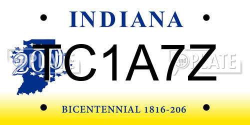TC1A7Z Indiana License Plate