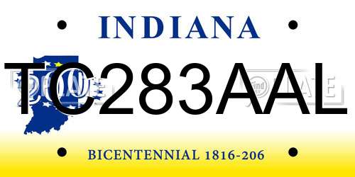 TC283AAL Indiana License Plate