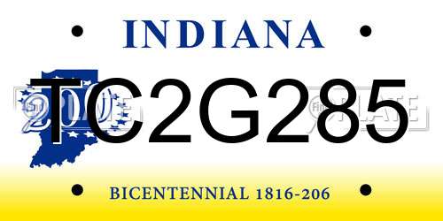 TC2G285 Indiana License Plate