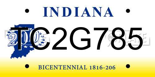 TC2G785 Indiana License Plate
