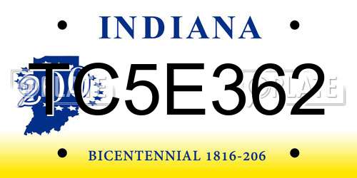 TC5E362 Indiana License Plate