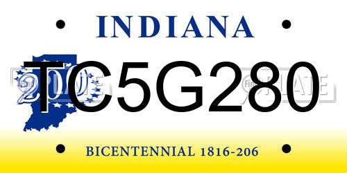 TC5G280 Indiana License Plate