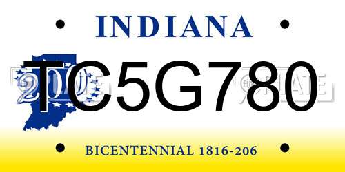 TC5G780 Indiana License Plate