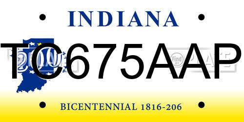 TC675AAP Indiana License Plate