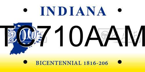 TC710AAM Indiana License Plate