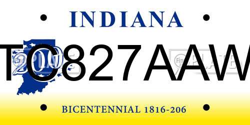 TC827AAW Indiana License Plate