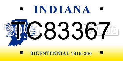 TC83367 Indiana License Plate