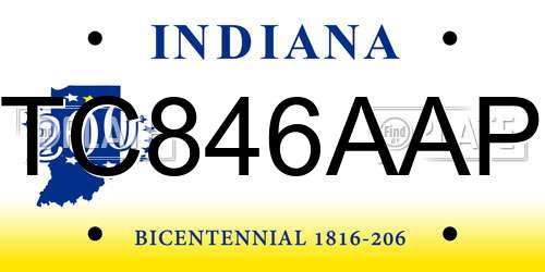 TC846AAP Indiana License Plate