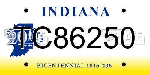 TC86250 Indiana License Plate