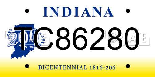 TC86280 Indiana License Plate