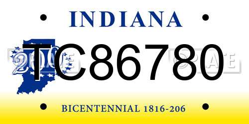 TC86780 Indiana License Plate