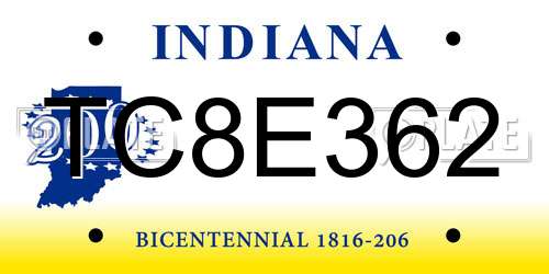 TC8E362 Indiana License Plate