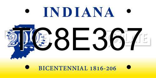 TC8E367 Indiana License Plate