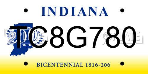 TC8G780 Indiana License Plate