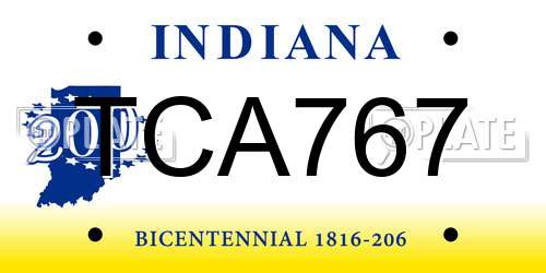 TCA767 Indiana License Plate