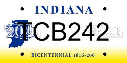 TCB242 Indiana License Plate