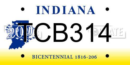 TCB314 Indiana License Plate