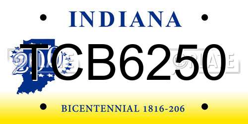 TCB6250 Indiana License Plate