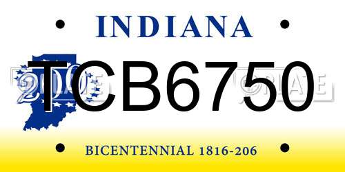 TCB6750 Indiana License Plate
