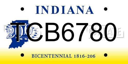 TCB6780 Indiana License Plate