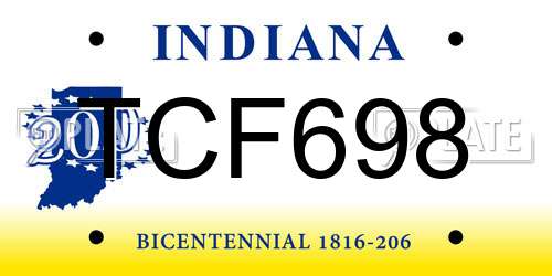 TCF698 Indiana License Plate