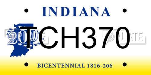 TCH370 Indiana License Plate