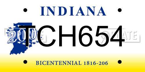TCH654 Indiana License Plate