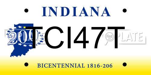 TCI47T Indiana License Plate
