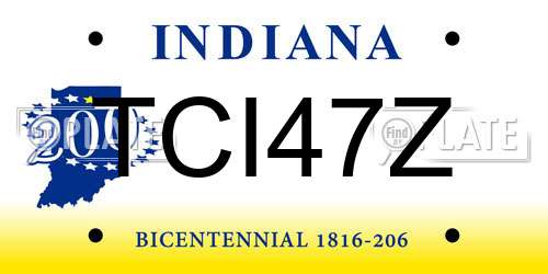 TCI47Z Indiana License Plate