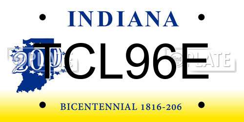 TCL96E Indiana License Plate