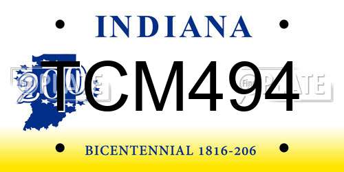 TCM494 Indiana License Plate
