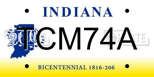 TCM74A Indiana License Plate