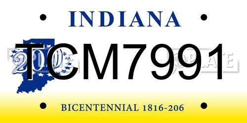 TCM7991 Indiana License Plate