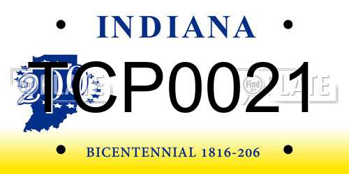 TCP0021 Indiana License Plate