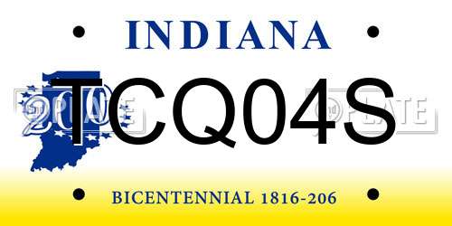 TCQ04S Indiana License Plate