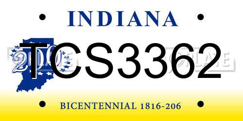 TCS3362 Indiana License Plate
