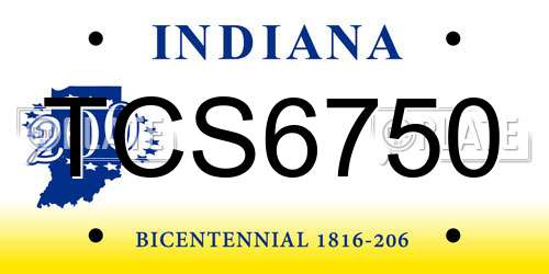 TCS6750 Indiana License Plate
