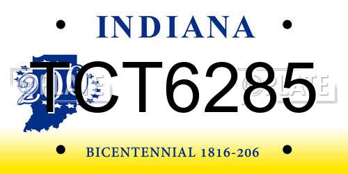TCT6285 Indiana License Plate