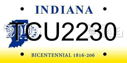 TCU2230 Indiana License Plate