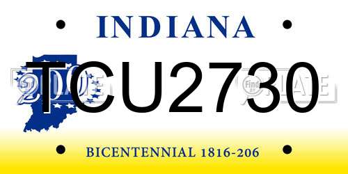 TCU2730 Indiana License Plate