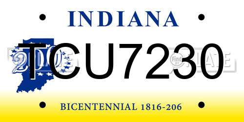 TCU7230 Indiana License Plate