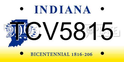 TCV5815 Indiana License Plate